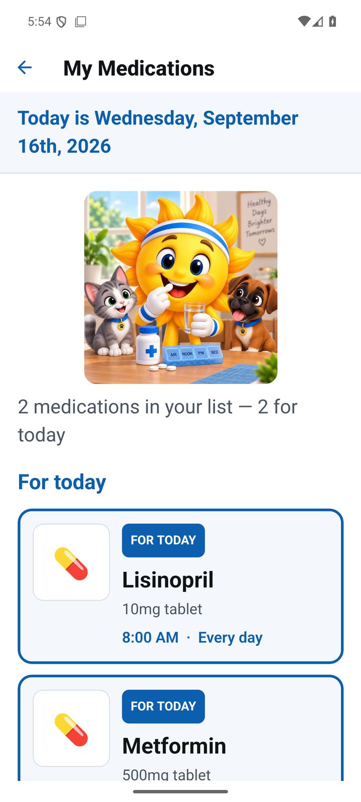 The medication list in the Support-O app