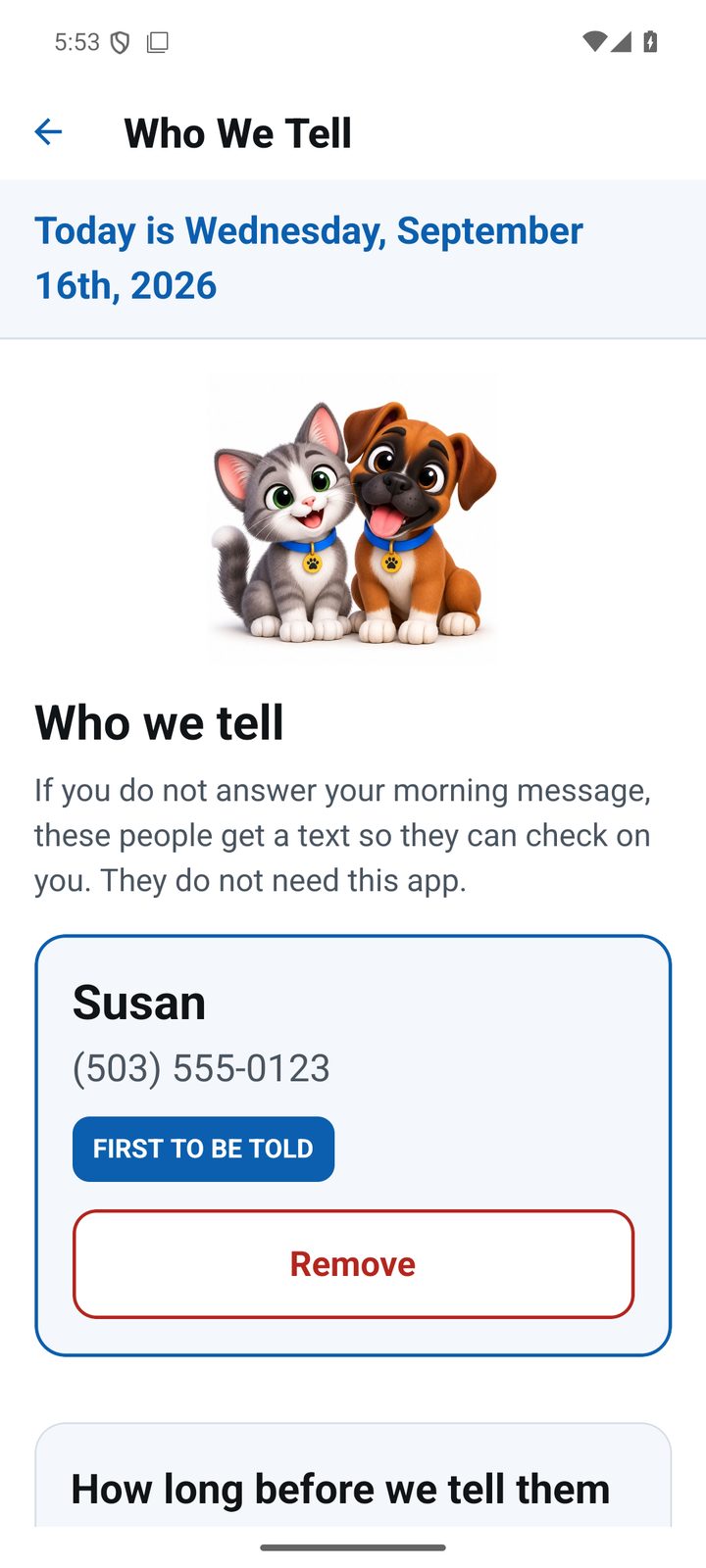 Who we tell in the Support-O app